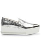 Miu Miu Naplak Leather Slip-on Sneakers - Silver