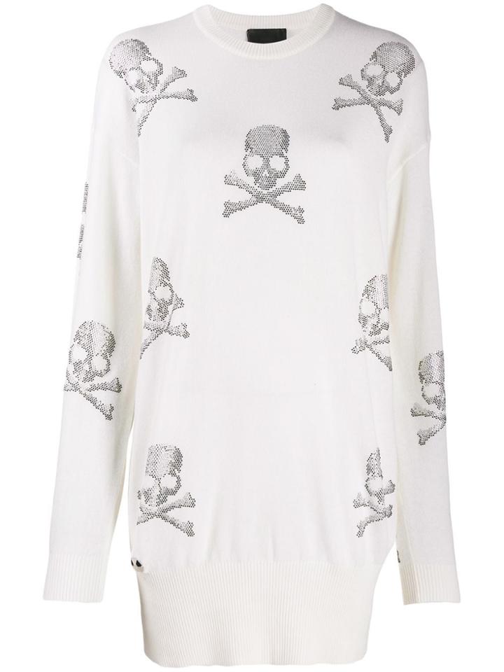Philipp Plein Skull Jumper Dress - White