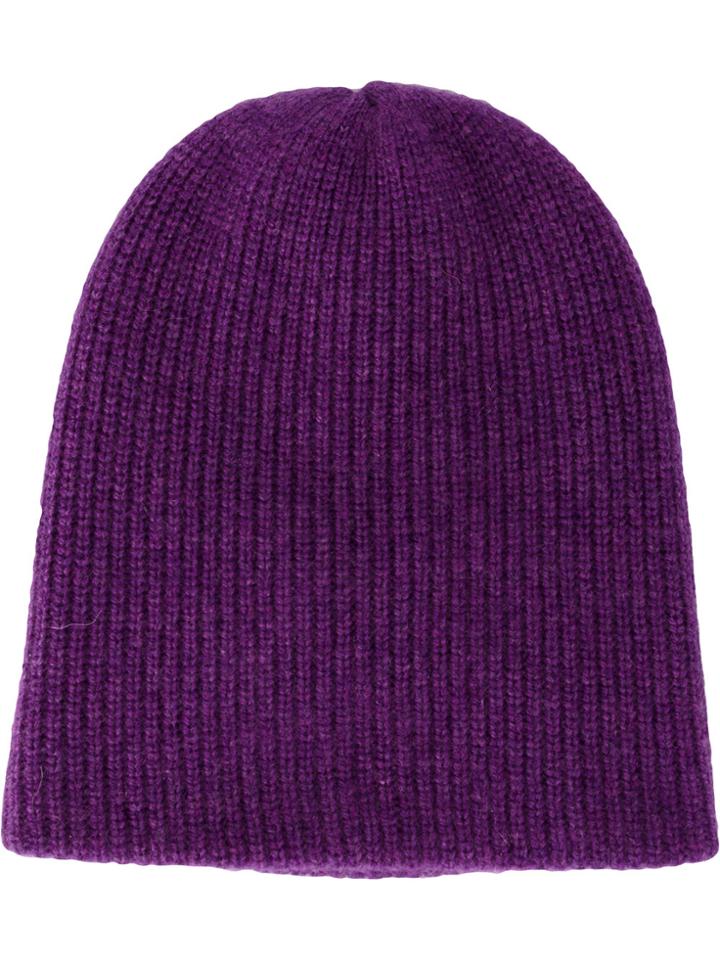 The Elder Statesman Knitted Cap - Pink & Purple