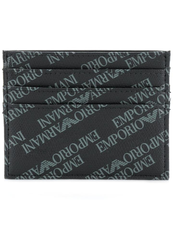 Emporio Armani Bi-fold Logo Print Wallet - Black