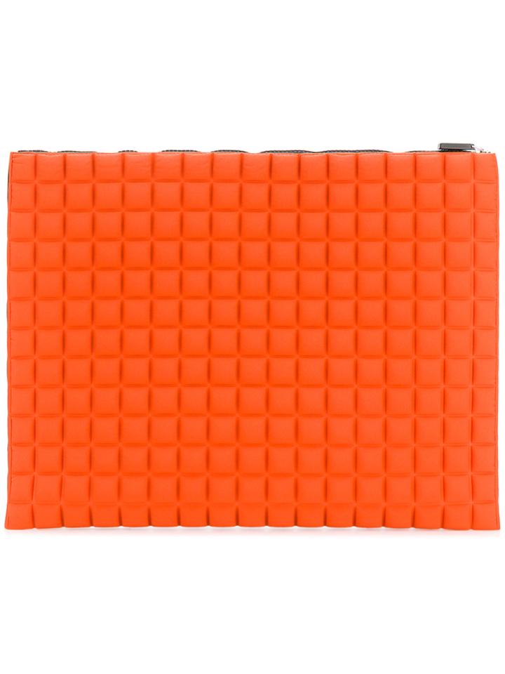 No Ka' Oi Extra Large Grid Textured Pouch - Yellow & Orange
