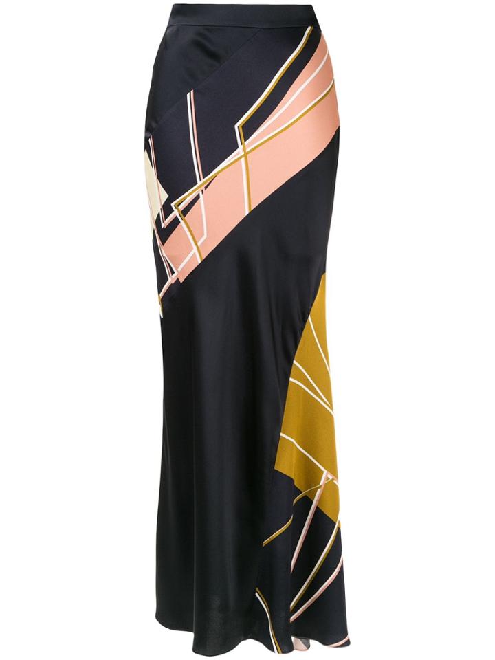 Layeur Mitchell Grid Print Fitted Skirt - Blue