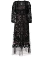 Red Valentino Lace Embroidered Flared Dress - Black