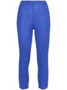 Pleats Please Issey Miyake Pleated Slim Cropped Trousers - Blue