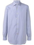 Kiton Striped Shirt, Men's, Size: 40, Blue, Cotton