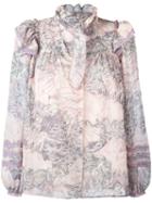 Marc Jacobs Ruffle Collar Blouse, Women's, Size: 4, Pink/purple, Cotton/silk