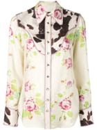Dsquared2 Floral And Cow Print Bib Shirt - Nude & Neutrals