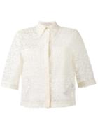Stella Mccartney Short-sleeved Lace Shirt, Women's, Size: 42, Nude/neutrals, Cotton/polyester