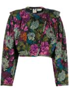 Emanuel Ungaro Pre-owned 1980's Floral Cropped Jacket - Black