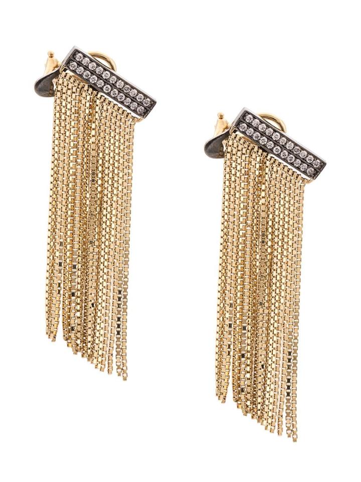 Sorellina 18kt Yellow Gold Axl Fringe Bar Diamond Earrings