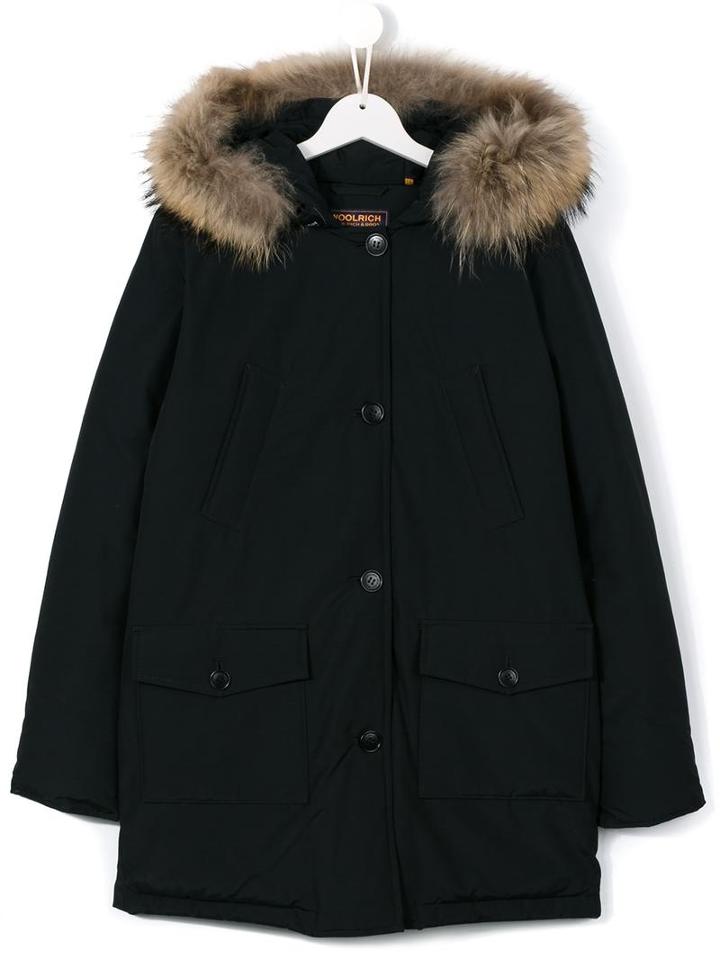 Woolrich Kids Hooded Padded Coat, Girl's, Size: 14 Yrs, Blue
