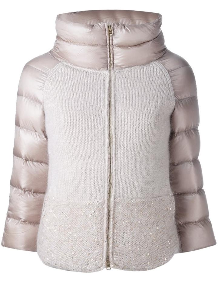 Herno Knitted Puffer Jacket, Women's, Size: 42, Pink/purple, Silk/feather Down/polyamide/mohair