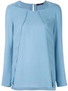 Steffen Schraut Overlay Detail Blouse, Women's, Size: 38, Blue, Polyester