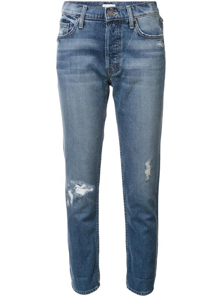 Mother Distressed Boyfriend Jeans, Women's, Size: 24, Blue, Cotton/lyocell