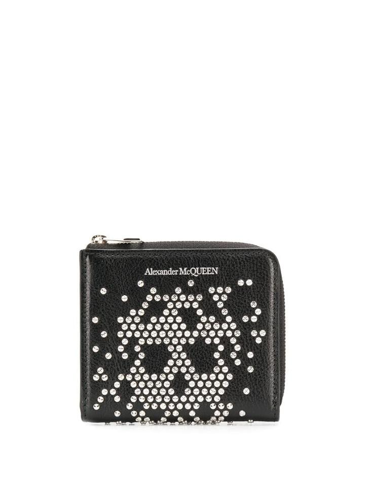 Alexander Mcqueen Embellished Skull Bi-fold Wallet - Black