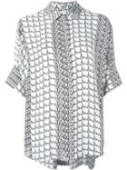 Kenzo Geometric Print Shirt, Women's, Size: 38, White, Silk