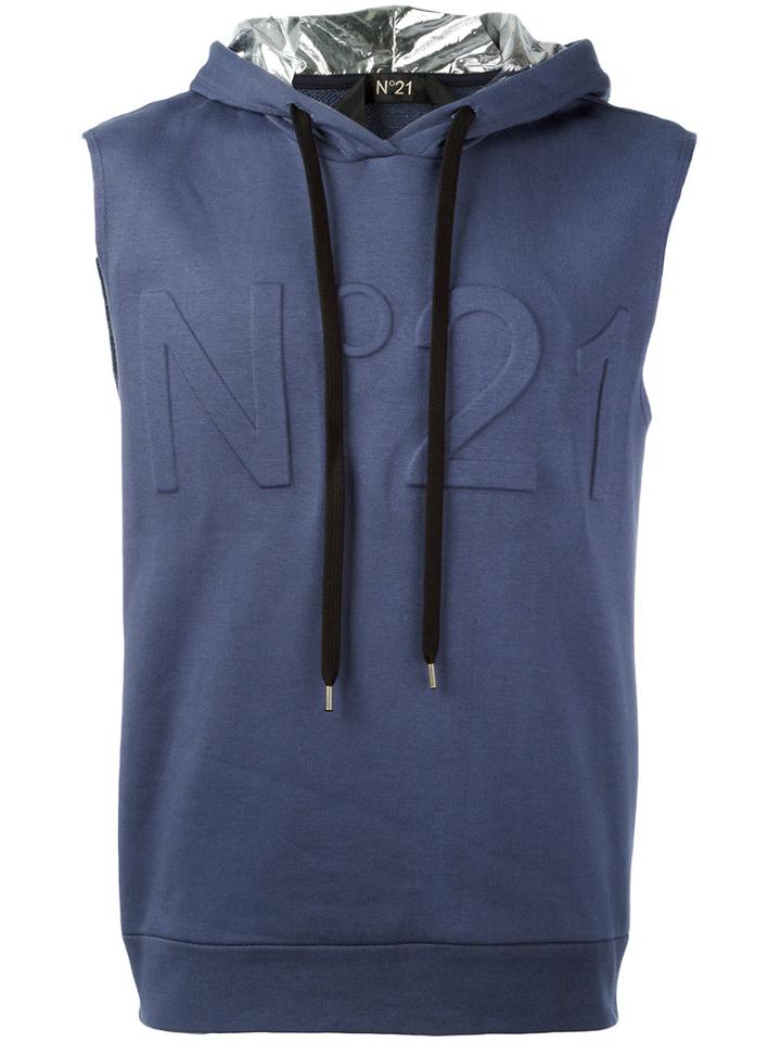 No21 - Sleeveless Hoodie - Men - Cotton/polyamide - L, Blue, Cotton/polyamide