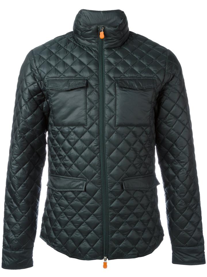 Save The Duck Quilted Jacket, Men's, Size: Large, Green, Nylon/polyester