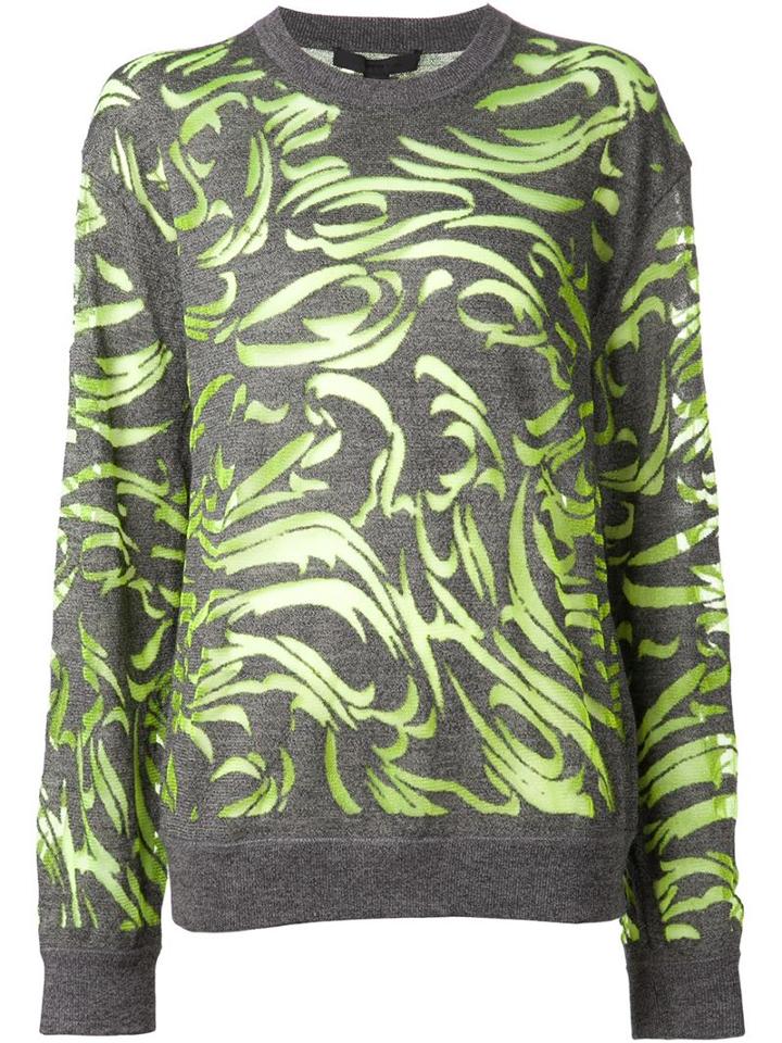 Alexander Wang Paisley Burnout Pullover Sweater, Women's, Size: Xs, Grey, Nylon/polyester/wool/spandex/elastane