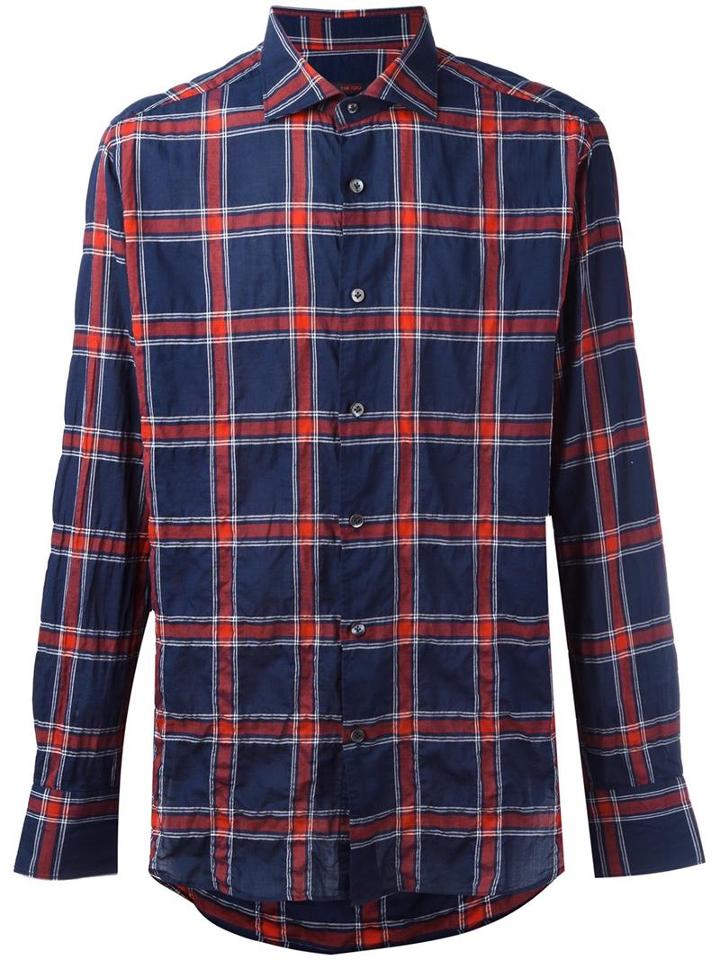 The Gigi Checked Shirt, Men's, Size: 40, Blue, Cotton/polyurethane
