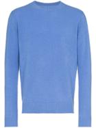 The Elder Statesman Periwinkle Cashmere Crewneck Sweater - Blue