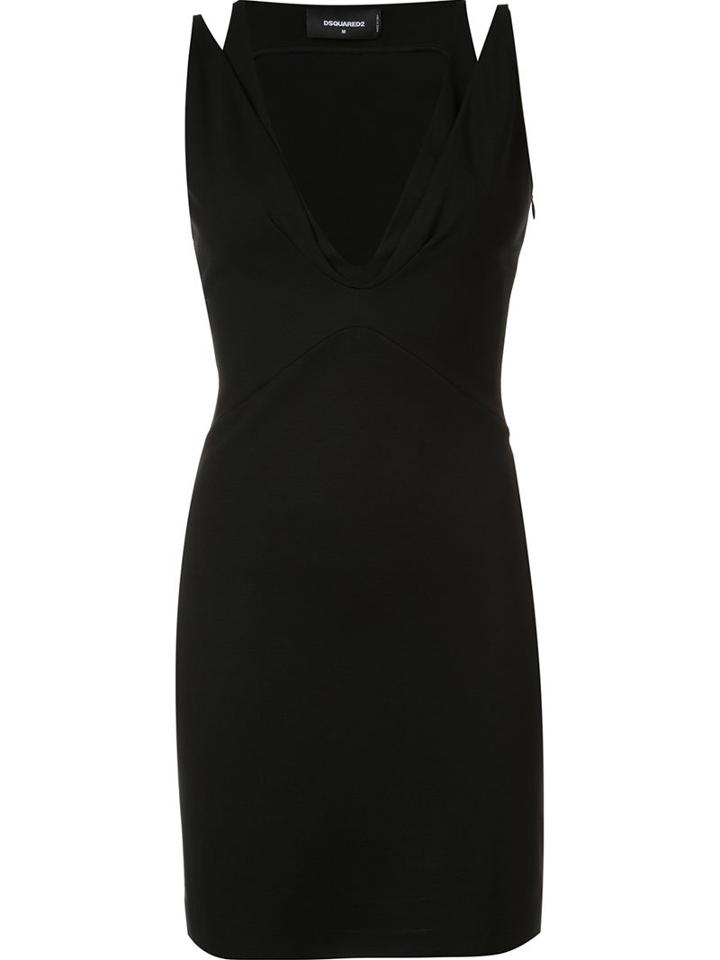Dsquared2 Layered Sleeveless Dress, Women's, Size: Xs, Black, Viscose/spandex/elastane