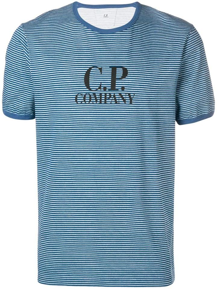 Cp Company Striped Logo T-shirt - Blue