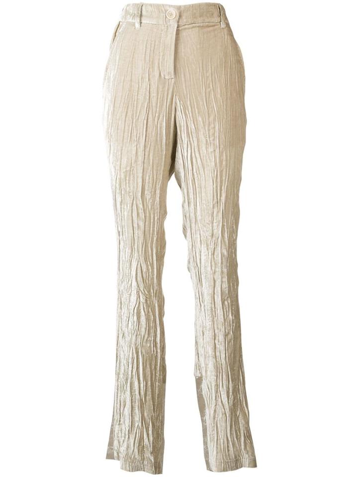 Ann Demeulemeester Crinkled-effect Velvet Trousers - Neutrals