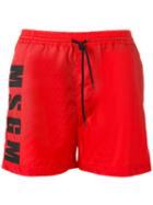 Msgm Swim Shorts, Men's, Size: 46, Red, Polyamide
