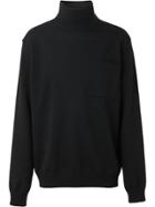 Burberry Zip Detail Wool Turtleneck Sweater - Black