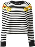 Just Cavalli Striped Star Print Sweatshirt, Size: 42, Black, Cotton/acrylic/other Fibers