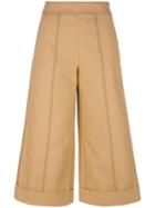 Msgm - Wide Leg Cropped Trousers - Women - Cotton - 42, Brown, Cotton