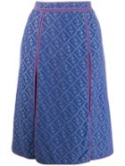 Fendi Pre-owned 2000's Jacquard Ff Logo Skirt - Blue