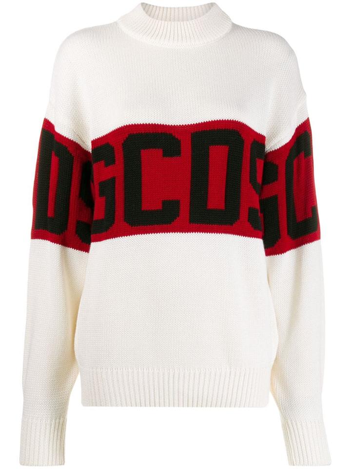 Gcds Knitted Logo Jumper - White