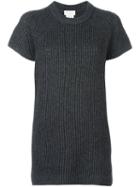 Dkny Shortsleeved Knit Top, Women's, Size: Xs, Grey, Nylon/wool
