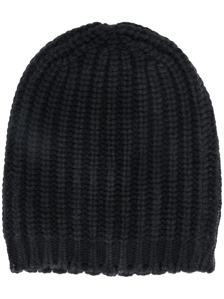 Avant Toi Rib Knit Beanie - Black