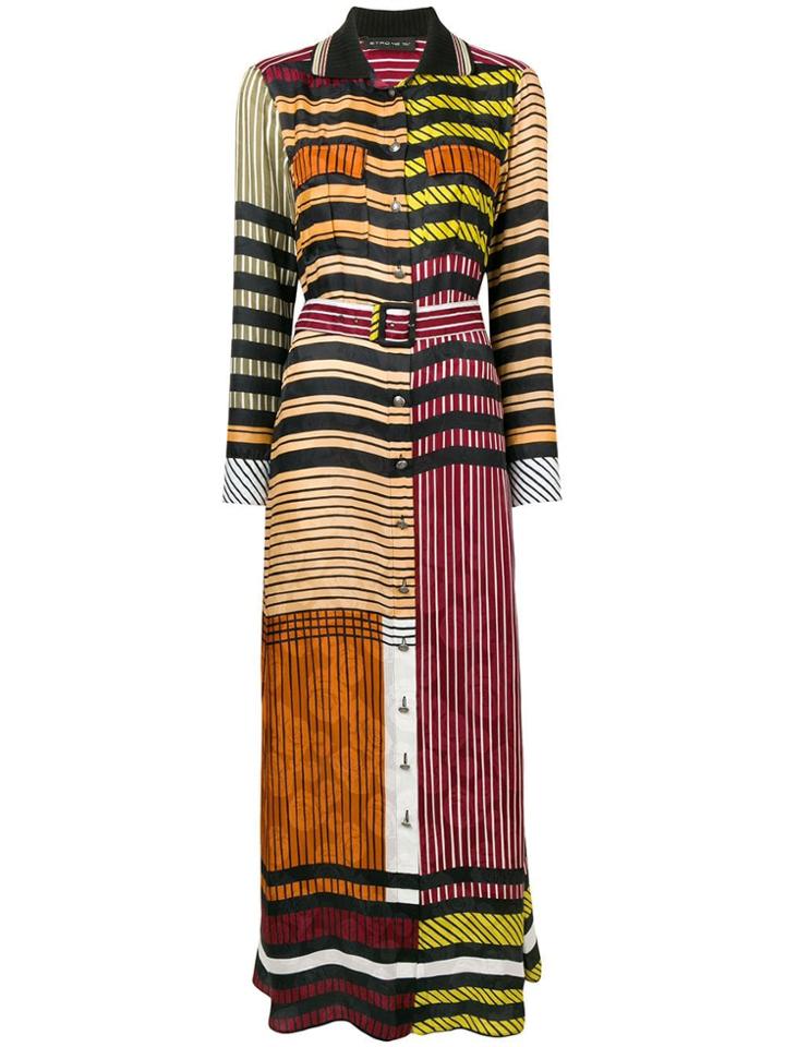Etro Striped Maxi Shirt Dress - Red
