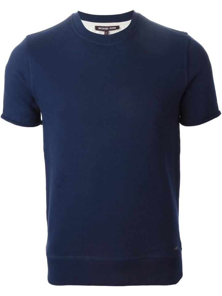 Michael Kors Short Sleeved Sweatshirt, Men's, Size: Medium, Blue, Cotton