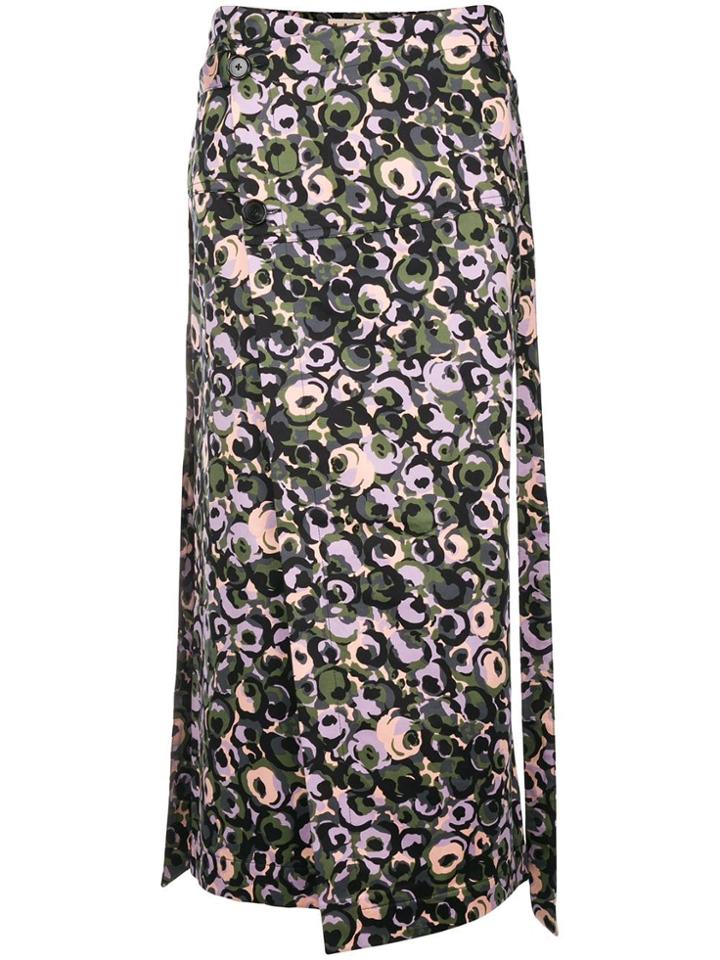 Marni Floral Print Midi Skirt - Black