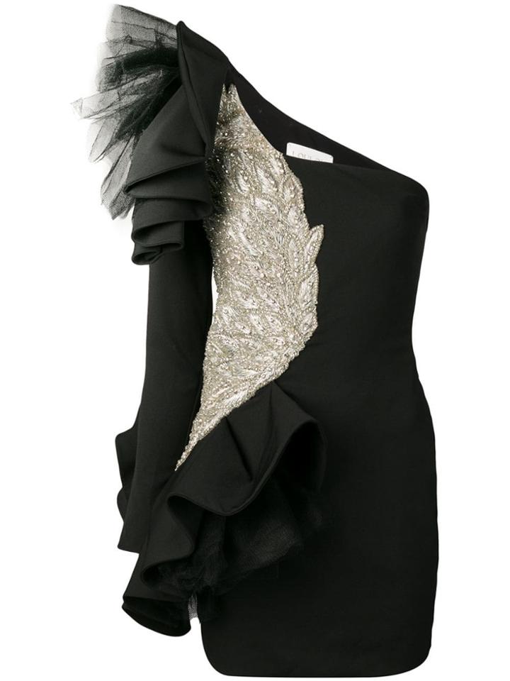 Loulou Mini Tube Dress With Asymmetrical Appliqué - Black
