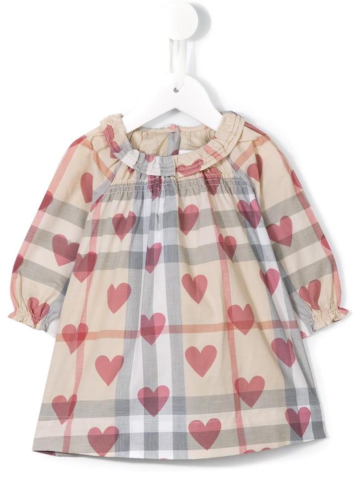 Burberry Kids - Heart Print Dress - Kids - Cotton - 6 Mth, Infant Girl's, Nude/neutrals