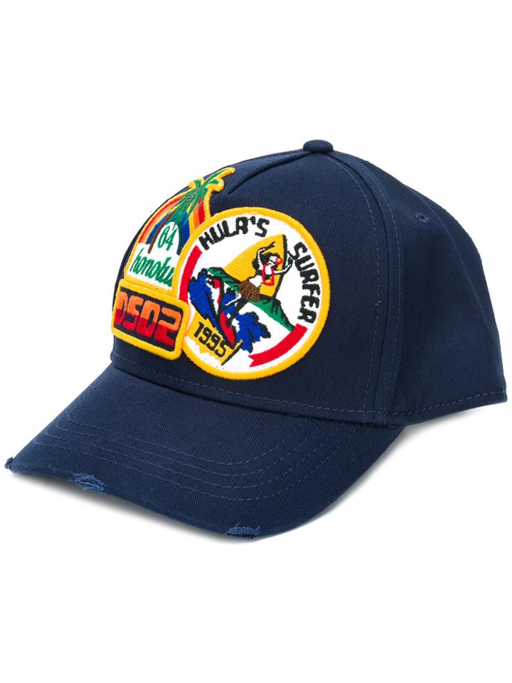 Dsquared2 Patch Detail Baseball Cap - Blue