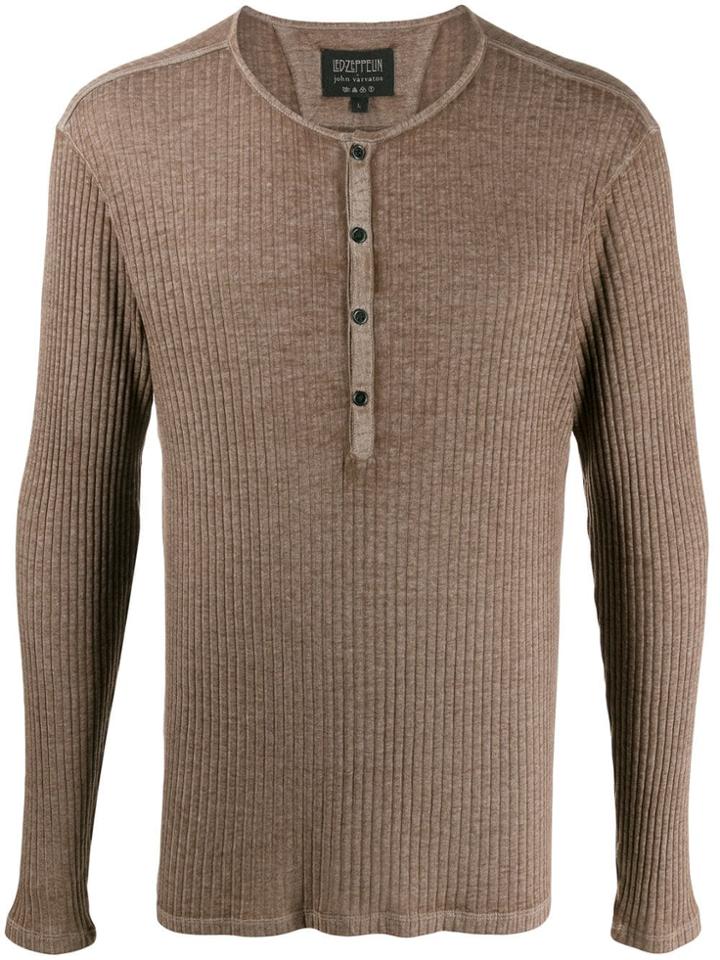 John Varvatos Long-sleeve Ribbed Top - Brown