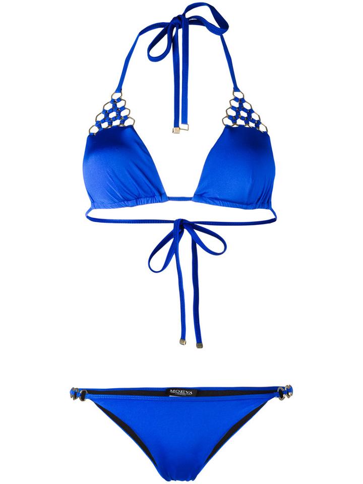 Moeva Celular Chain Trim Bikini, Women's, Size: Medium, Blue, Polyamide/spandex/elastane