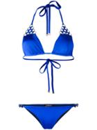 Moeva Celular Chain Trim Bikini, Women's, Size: Medium, Blue, Polyamide/spandex/elastane