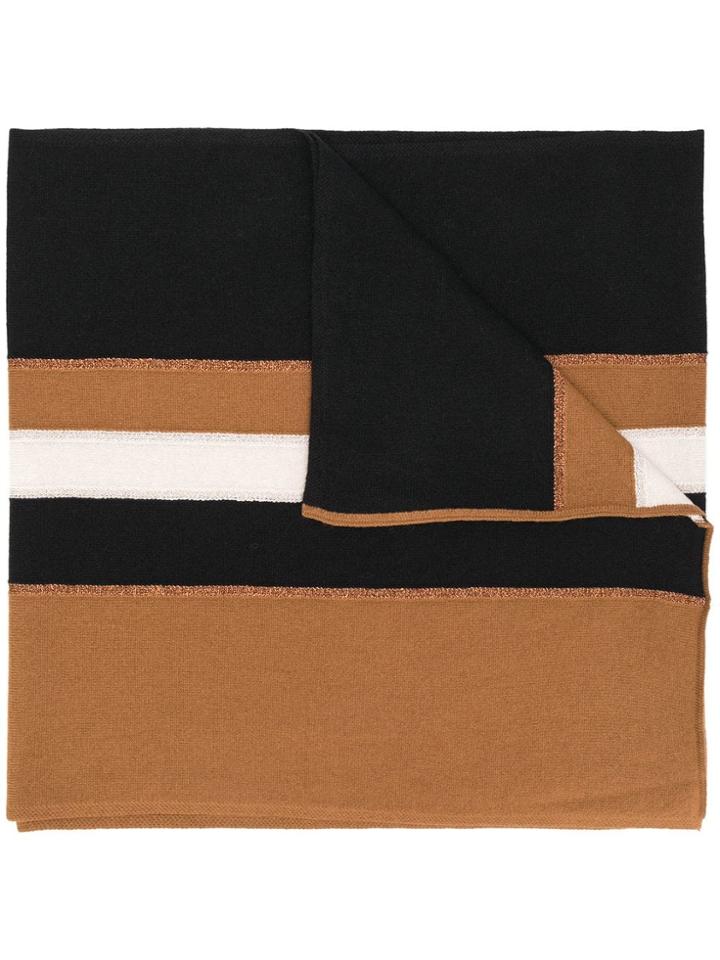 D.exterior Striped Knit Scarf - Black