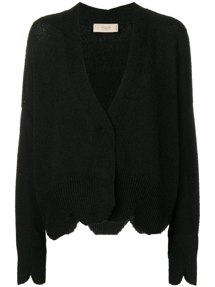 Maison Flaneur Scalloped Hem Cardigan - Black