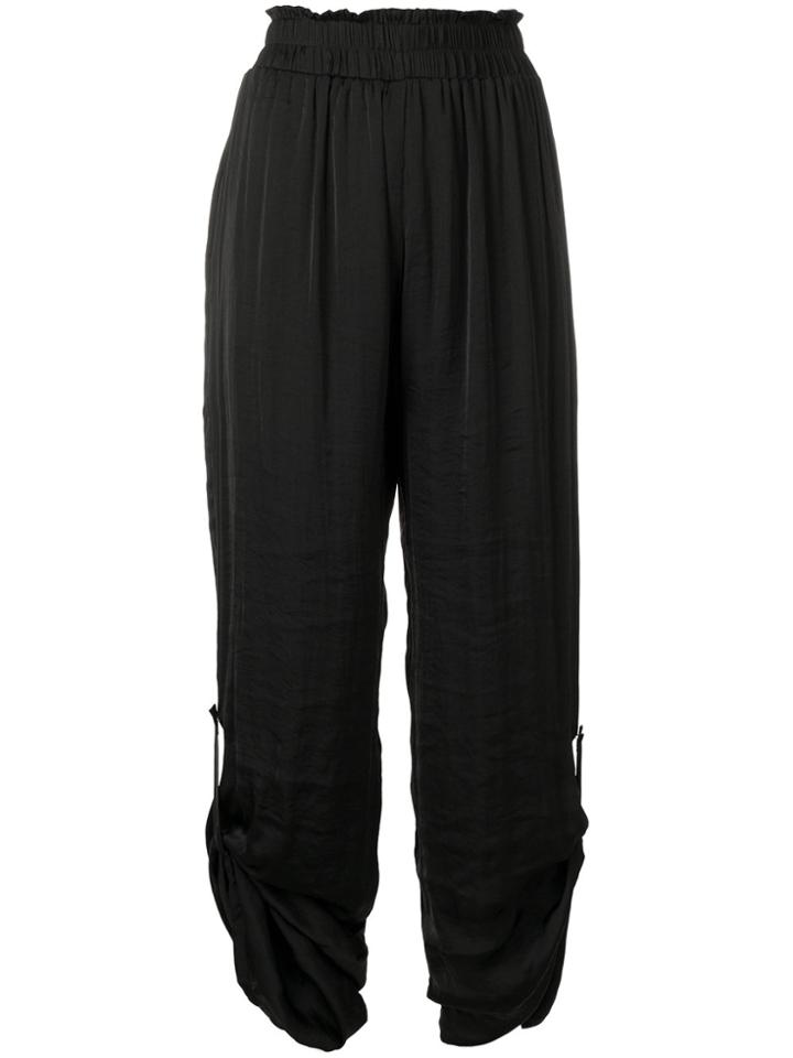 Styland Gathered Ankles Palazzo Pants - Black