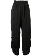 Styland Gathered Ankles Palazzo Pants - Black