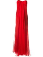 Alexander Mcqueen Draped Bustier Evening Dress, Women's, Size: 42, Red, Silk/polyamide/spandex/elastane